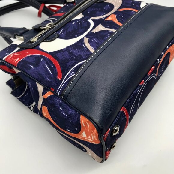 Coach Blue Canvas Legacy Heritage Candace Carryall Satchel Bag 19951 - Picture 9 of 11